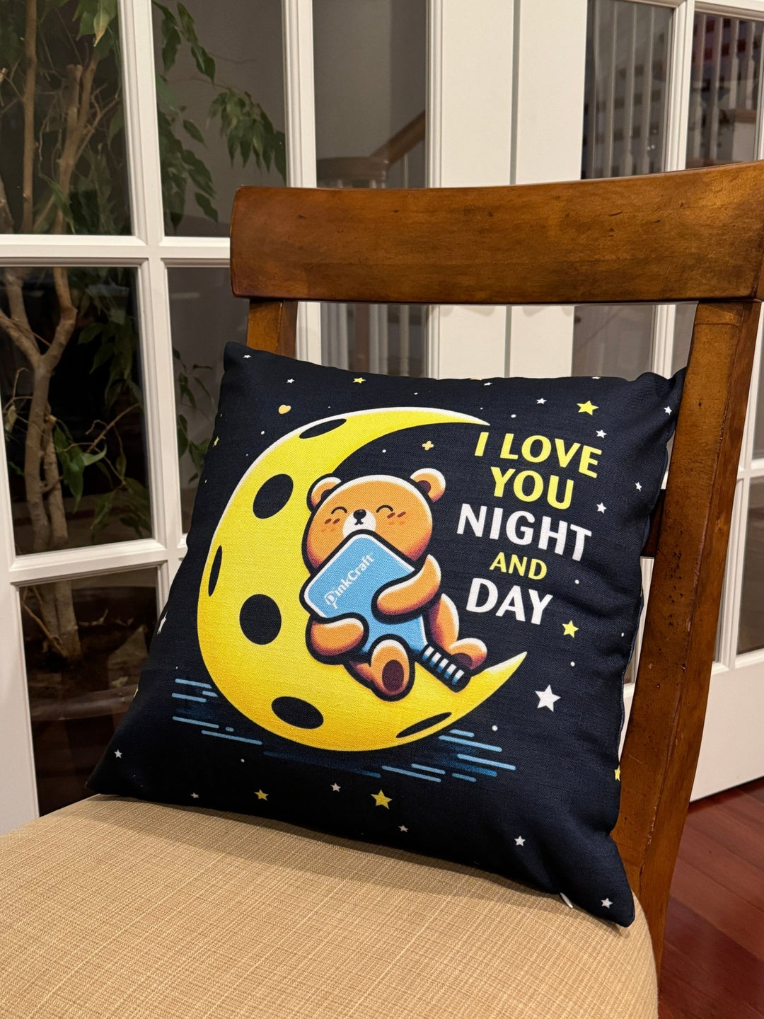 DinkCraft's "I Love You (Pickleball) Night and Day" Decorative Sofa Pillow – Fun Gift for Pickleball Lovers - DinkCraft