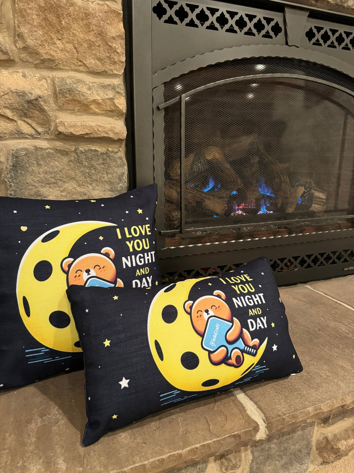 DinkCraft's "I Love You (Pickleball) Night and Day" Decorative Sofa Pillow – Fun Gift for Pickleball Lovers - DinkCraft