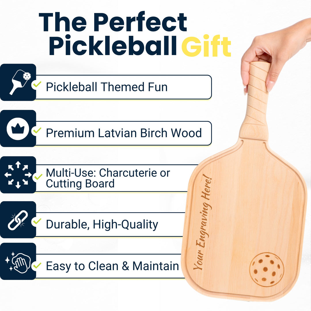 Personalized Pickleball Charcuterie Board, The Ultimate Pickleball Gift! Cheese Board, Cutting Board, Birch Wood, Natural Mineral Oil Finish - DinkCraft