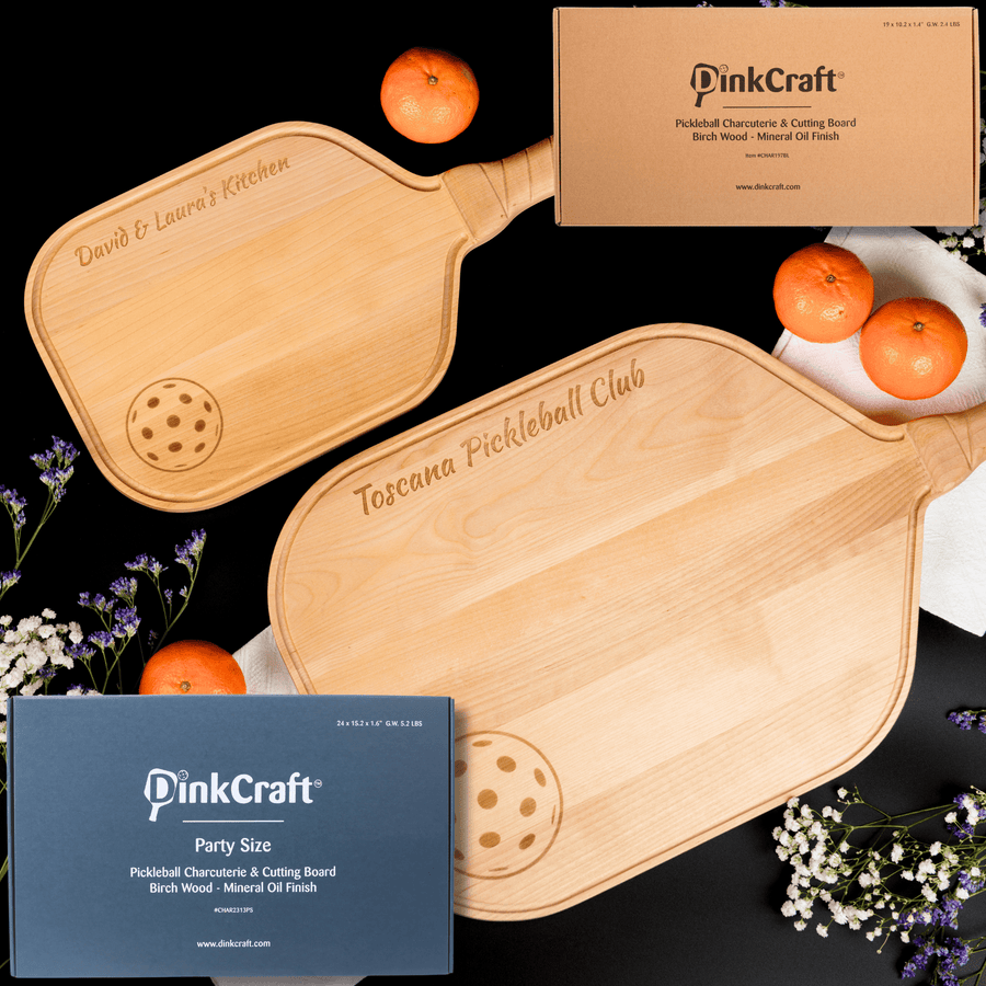 Personalized Pickleball Charcuterie Board, The Ultimate Pickleball Gift! Cheese Board, Cutting Board, Birch Wood, Natural Mineral Oil Finish - DinkCraft